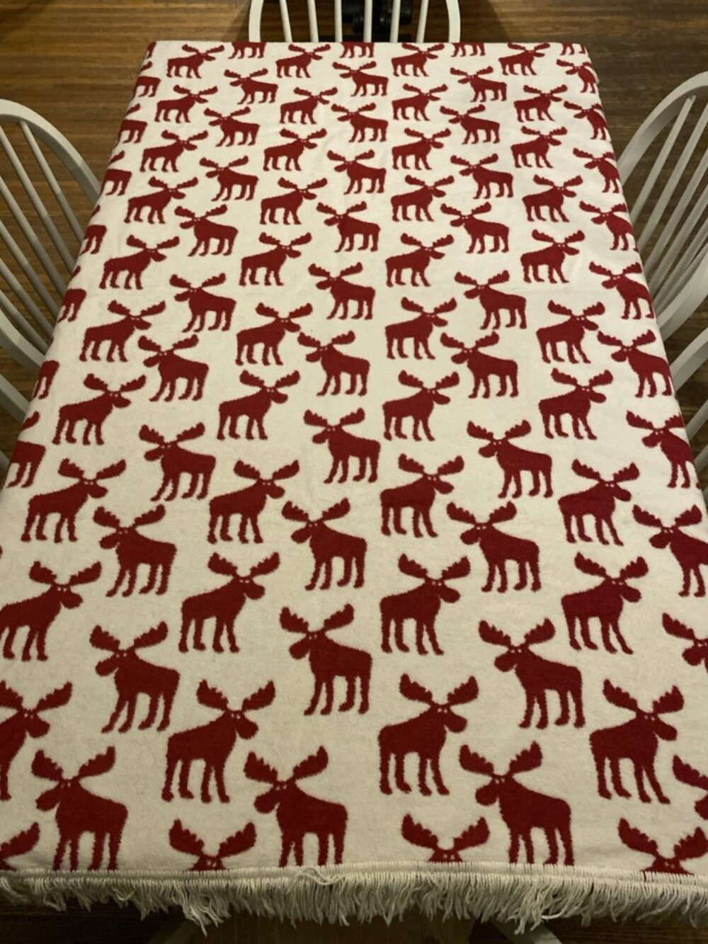 Docofil Reindeer Moose Fringed Throw reversible cabin cottage theme